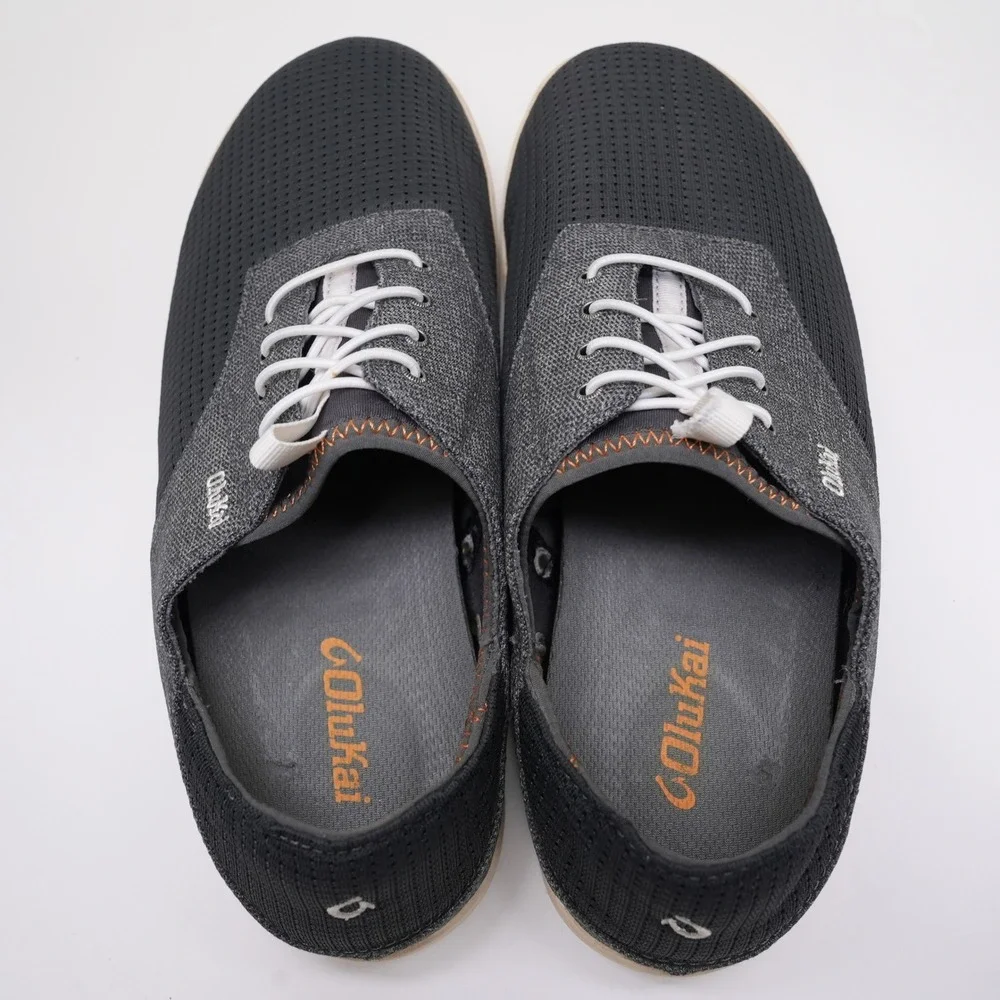 Olukai Men's Black/Grey Casual Lace-Up Shoe